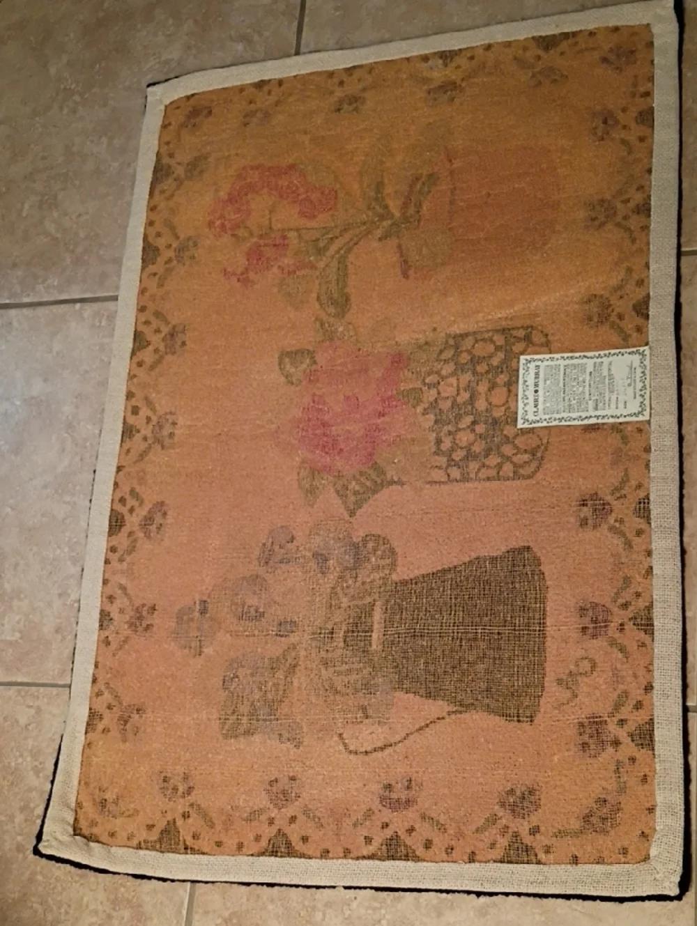 Hooked Floral Potted Plants Accent Door Mat - Cream, Black, Pink, Blue, Green